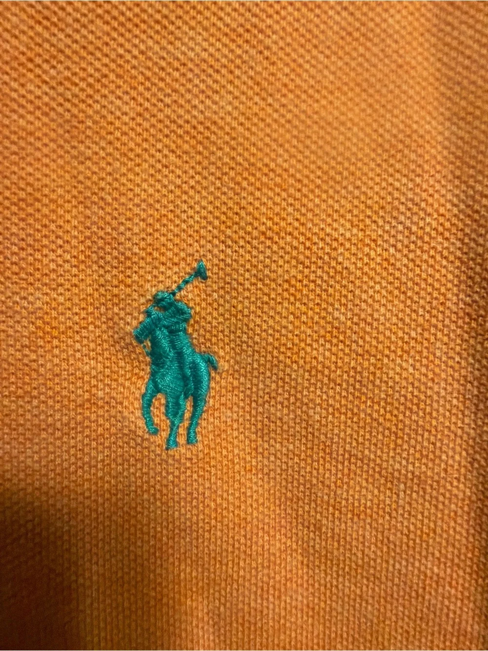 Polo Ralph Lauren Polo Shirt Mens Sz  Large Orange Teal Pony Classic Fit Preppy